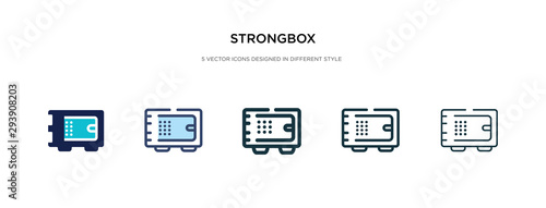 strongbox icon in different style vector illustration. two colored and black strongbox vector icons designed in filled, outline, line and stroke style can be used for web, mobile, ui