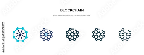 blockchain icon in different style vector illustration. two colored and black blockchain vector icons designed in filled, outline, line and stroke style can be used for web, mobile, ui
