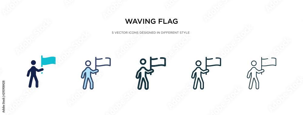 waving flag icon in different style vector illustration. two colored and black waving flag vector icons designed in filled, outline, line and stroke style can be used for web, mobile, ui