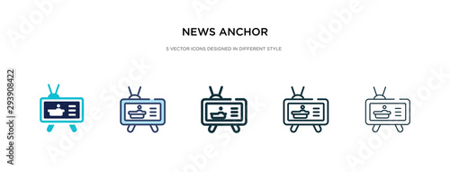 news anchor icon in different style vector illustration. two colored and black news anchor vector icons designed in filled, outline, line and stroke style can be used for web, mobile, ui