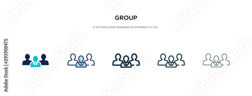 group icon in different style vector illustration. two colored and black group vector icons designed in filled, outline, line and stroke style can be used for web, mobile, ui