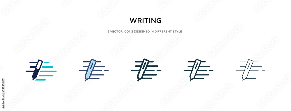 writing icon in different style vector illustration. two colored and black writing vector icons designed in filled, outline, line and stroke style can be used for web, mobile, ui