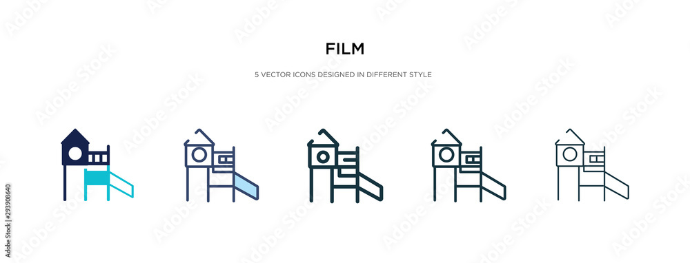 film icon in different style vector illustration. two colored and black film vector icons designed in filled, outline, line and stroke style can be used for web, mobile, ui