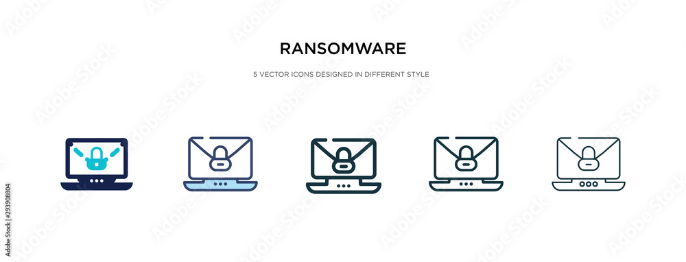 ransomware icon in different style vector illustration. two colored and black ransomware vector icons designed in filled, outline, line and stroke style can be used for web, mobile, ui ransomware icon in different style vector illustration. two colored and black ransomware vector icons designed in filled, outline, line and stroke style can be used for web, mobile, ui