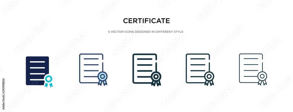 certificate icon in different style vector illustration. two colored and black certificate vector icons designed in filled, outline, line and stroke style can be used for web, mobile, ui certificate icon in different style vector illustration. two colored and black certificate vector icons designed in filled, outline, line and stroke style can be used for web, mobile, ui