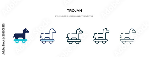 trojan icon in different style vector illustration. two colored and black trojan vector icons designed in filled, outline, line and stroke style can be used for web, mobile, ui