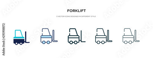 forklift icon in different style vector illustration. two colored and black forklift vector icons designed in filled, outline, line and stroke style can be used for web, mobile, ui