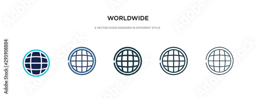 worldwide icon in different style vector illustration. two colored and black worldwide vector icons designed in filled, outline, line and stroke style can be used for web, mobile, ui