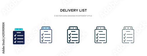 delivery list icon in different style vector illustration. two colored and black delivery list vector icons designed in filled, outline, line and stroke style can be used for web, mobile, ui