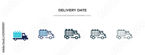 delivery date icon in different style vector illustration. two colored and black delivery date vector icons designed in filled, outline, line and stroke style can be used for web, mobile, ui