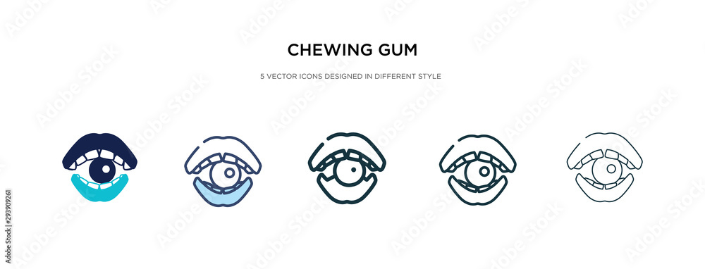 chewing gum icon in different style vector illustration. two colored and black chewing gum vector icons designed in filled, outline, line and stroke style can be used for web, mobile, ui chewing gum icon in different style vector illustration. two colored and black chewing gum vector icons designed in filled, outline, line and stroke style can be used for web, mobile, ui
