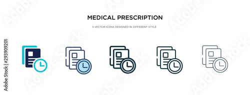 medical prescription icon in different style vector illustration. two colored and black medical prescription vector icons designed in filled, outline, line and stroke style can be used for web,