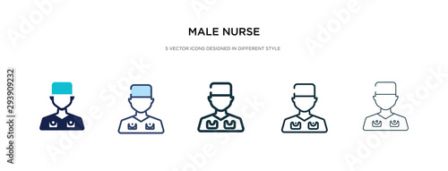 male nurse icon in different style vector illustration. two colored and black male nurse vector icons designed in filled, outline, line and stroke style can be used for web, mobile, ui