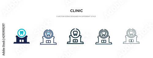 clinic icon in different style vector illustration. two colored and black clinic vector icons designed in filled, outline, line and stroke style can be used for web, mobile, ui