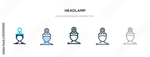 headlamp icon in different style vector illustration. two colored and black headlamp vector icons designed in filled, outline, line and stroke style can be used for web, mobile, ui