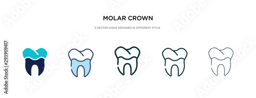 molar crown icon in different style vector illustration. two colored and black molar crown vector icons designed in filled, outline, line and stroke style can be used for web, mobile, ui