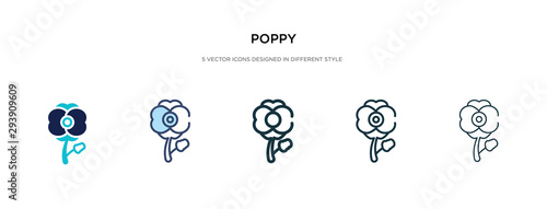 poppy icon in different style vector illustration. two colored and black poppy vector icons designed in filled, outline, line and stroke style can be used for web, mobile, ui