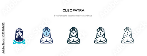 cleopatra icon in different style vector illustration. two colored and black cleopatra vector icons designed in filled, outline, line and stroke style can be used for web, mobile, ui
