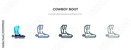 cowboy boot icon in different style vector illustration. two colored and black cowboy boot vector icons designed in filled, outline, line and stroke style can be used for web, mobile, ui