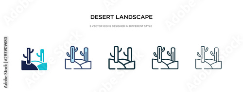 desert landscape icon in different style vector illustration. two colored and black desert landscape vector icons designed in filled, outline, line and stroke style can be used for web, mobile, ui