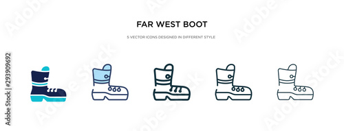 far west boot icon in different style vector illustration. two colored and black far west boot vector icons designed in filled, outline, line and stroke style can be used for web, mobile, ui