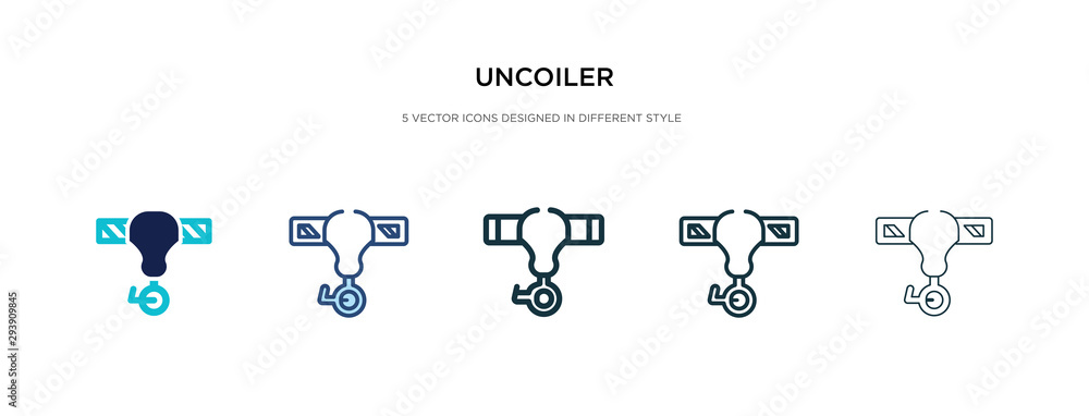 Fototapeta premium uncoiler icon in different style vector illustration. two colored and black uncoiler vector icons designed in filled, outline, line and stroke style can be used for web, mobile, ui