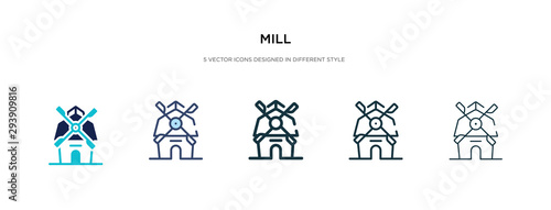mill icon in different style vector illustration. two colored and black mill vector icons designed in filled, outline, line and stroke style can be used for web, mobile, ui