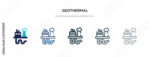 geothermal icon in different style vector illustration. two colored and black geothermal vector icons designed in filled, outline, line and stroke style can be used for web, mobile, ui