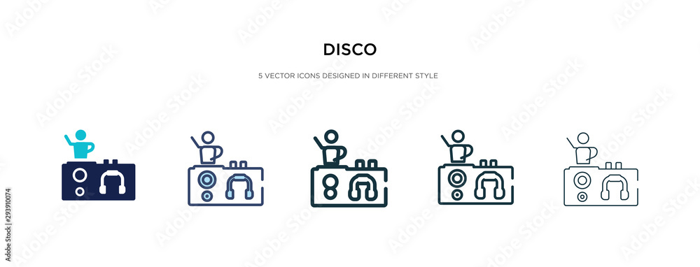 disco icon in different style vector illustration. two colored and black disco vector icons designed in filled, outline, line and stroke style can be used for web, mobile, ui