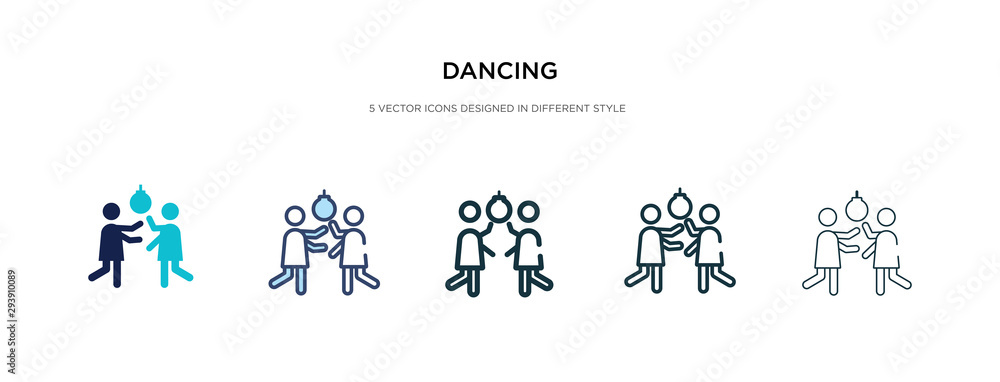 dancing icon in different style vector illustration. two colored and black dancing vector icons designed in filled, outline, line and stroke style can be used for web, mobile, ui dancing icon in different style vector illustration. two colored and black dancing vector icons designed in filled, outline, line and stroke style can be used for web, mobile, ui