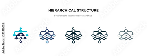 hierarchical structure icon in different style vector illustration. two colored and black hierarchical structure vector icons designed in filled, outline, line and stroke style can be used for web,
