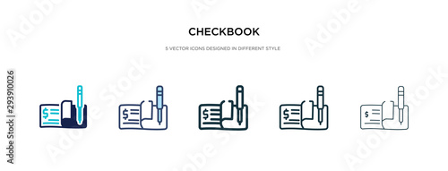 checkbook icon in different style vector illustration. two colored and black checkbook vector icons designed in filled, outline, line and stroke style can be used for web, mobile, ui photo
