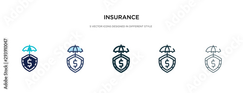 insurance icon in different style vector illustration. two colored and black insurance vector icons designed in filled, outline, line and stroke style can be used for web, mobile, ui