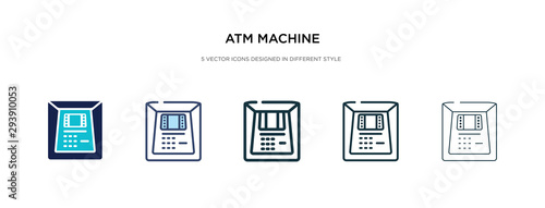 atm machine icon in different style vector illustration. two colored and black atm machine vector icons designed in filled, outline, line and stroke style can be used for web, mobile, ui