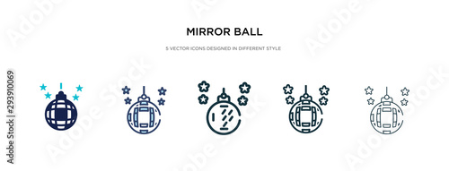 mirror ball icon in different style vector illustration. two colored and black mirror ball vector icons designed in filled, outline, line and stroke style can be used for web, mobile, ui