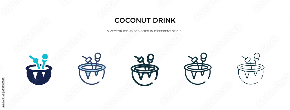 coconut drink icon in different style vector illustration. two colored and black coconut drink vector icons designed in filled, outline, line and stroke style can be used for web, mobile, ui