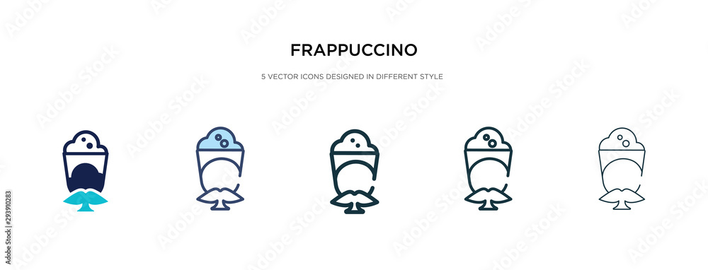 frappuccino icon in different style vector illustration. two colored and black frappuccino vector icons designed in filled, outline, line and stroke style can be used for web, mobile, ui