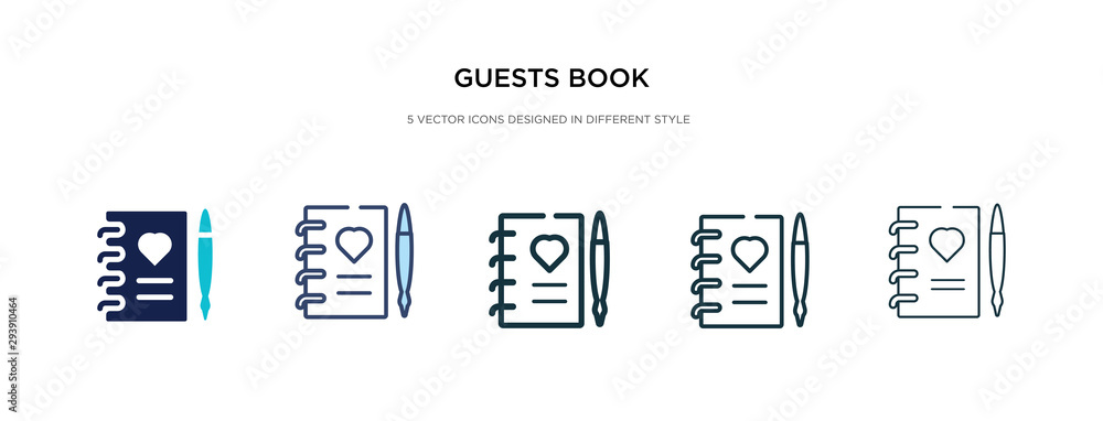 guests book icon in different style vector illustration. two colored and black guests book vector icons designed in filled, outline, line and stroke style can be used for web, mobile, ui guests book icon in different style vector illustration. two colored and black guests book vector icons designed in filled, outline, line and stroke style can be used for web, mobile, ui
