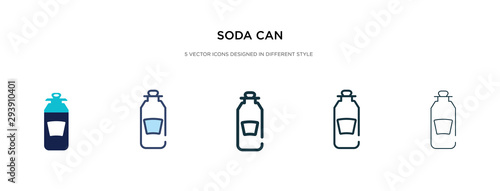 soda can icon in different style vector illustration. two colored and black soda can vector icons designed in filled  outline  line and stroke style can be used for web  mobile  ui