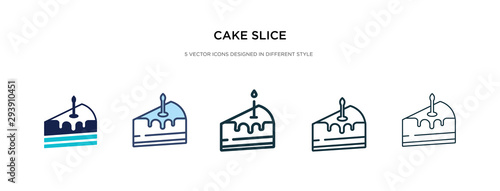 cake slice icon in different style vector illustration. two colored and black cake slice vector icons designed in filled, outline, line and stroke style can be used for web, mobile, ui