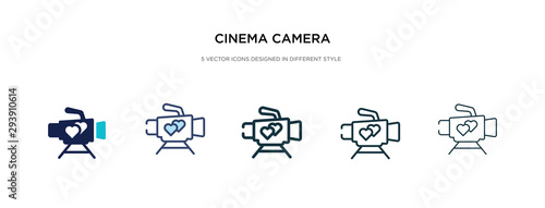 cinema camera icon in different style vector illustration. two colored and black cinema camera vector icons designed in filled, outline, line and stroke style can be used for web, mobile, ui