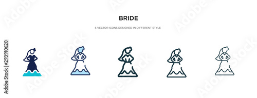 bride icon in different style vector illustration. two colored and black bride vector icons designed in filled, outline, line and stroke style can be used for web, mobile, ui