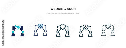 wedding arch icon in different style vector illustration. two colored and black wedding arch vector icons designed in filled, outline, line and stroke style can be used for web, mobile, ui