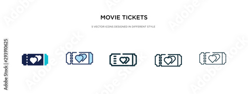 movie tickets icon in different style vector illustration. two colored and black movie tickets vector icons designed in filled, outline, line and stroke style can be used for web, mobile, ui