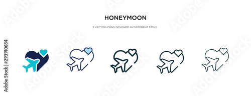 honeymoon icon in different style vector illustration. two colored and black honeymoon vector icons designed in filled, outline, line and stroke style can be used for web, mobile, ui