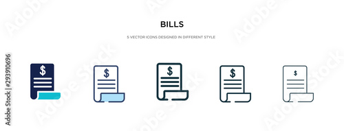 bills icon in different style vector illustration. two colored and black bills vector icons designed in filled, outline, line and stroke style can be used for web, mobile, ui photo
