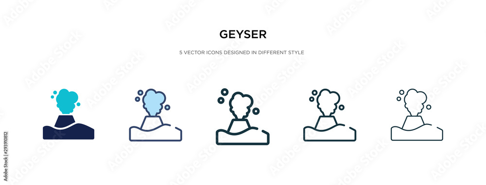 geyser icon in different style vector illustration. two colored and black geyser vector icons designed in filled, outline, line and stroke style can be used for web, mobile, ui