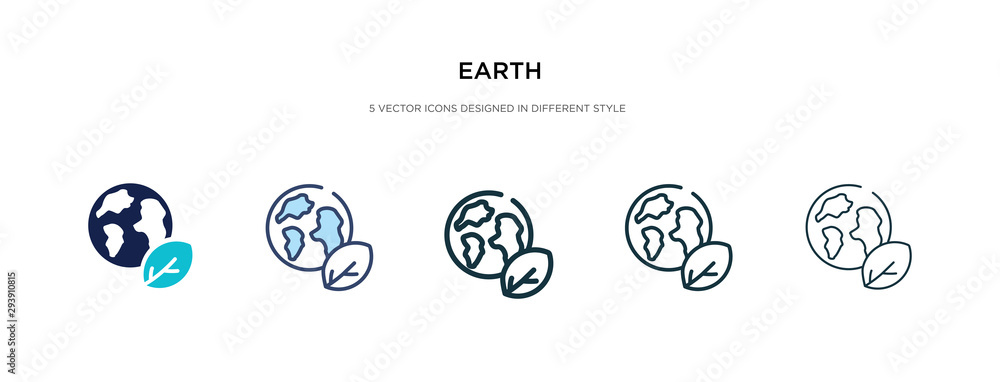 earth icon in different style vector illustration. two colored and black earth vector icons designed in filled, outline, line and stroke style can be used for web, mobile, ui earth icon in different style vector illustration. two colored and black earth vector icons designed in filled, outline, line and stroke style can be used for web, mobile, ui