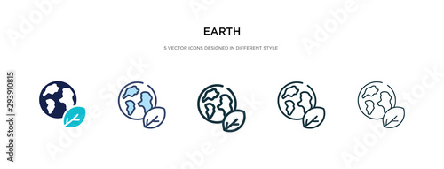 earth icon in different style vector illustration. two colored and black earth vector icons designed in filled, outline, line and stroke style can be used for web, mobile, ui