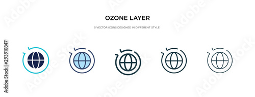 ozone layer icon in different style vector illustration. two colored and black ozone layer vector icons designed in filled, outline, line and stroke style can be used for web, mobile, ui